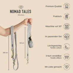 Nomad Tales Calma Dog Leash, Stone -Trixie Dog Supply Sale nomad tales calma hundeleine usps 9